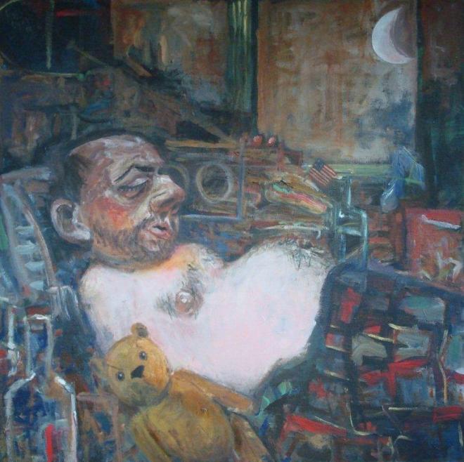 Een slapende man (1998, 122 x 122 cm)